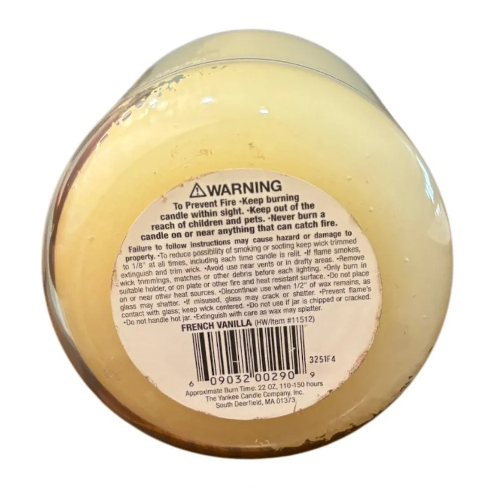 Yankee Candle Jar Black Band French Vanilla Rare Vintage Cream Off White 22 Oz